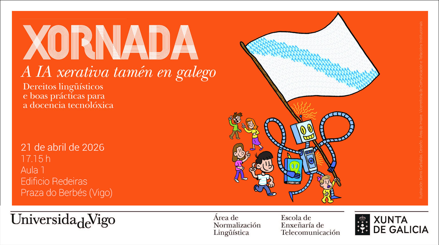 Cartel de "A IA xerativa tamén en galego".